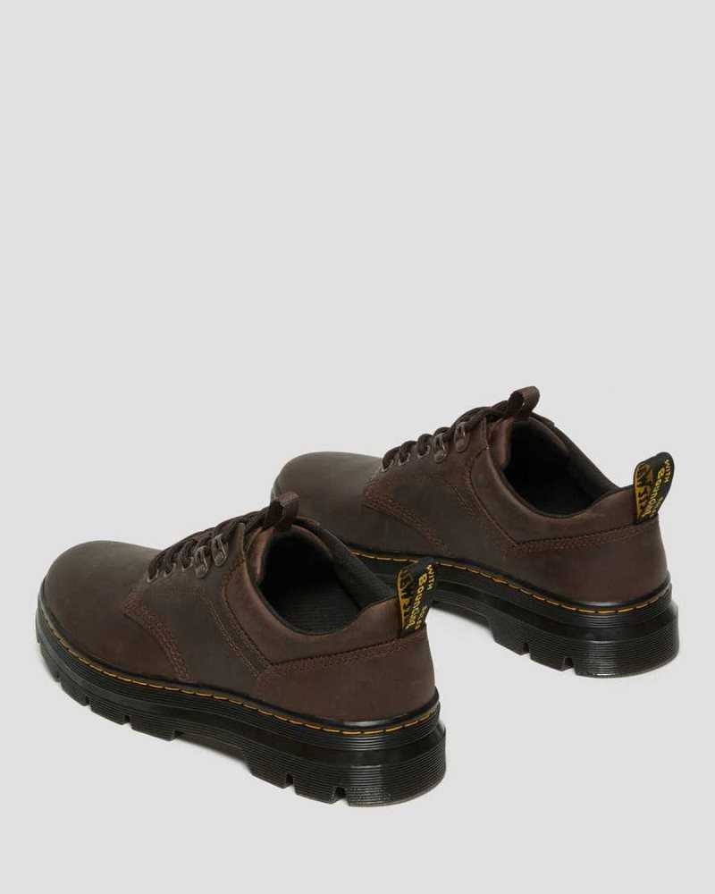 Dr Martens Reeder Crazy Horse Leather Utility Shoes Dark Brown | 23GXAOBUY