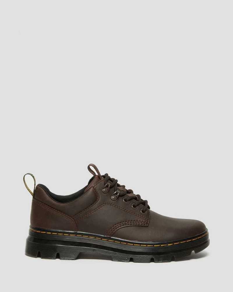 Dr Martens Reeder Crazy Horse Leather Utility Shoes Dark Brown | 23GXAOBUY