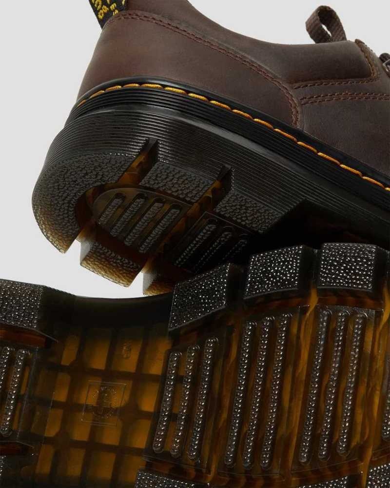 Dr Martens Reeder Crazy Horse Leather Utility Shoes Dark Brown | 23GXAOBUY