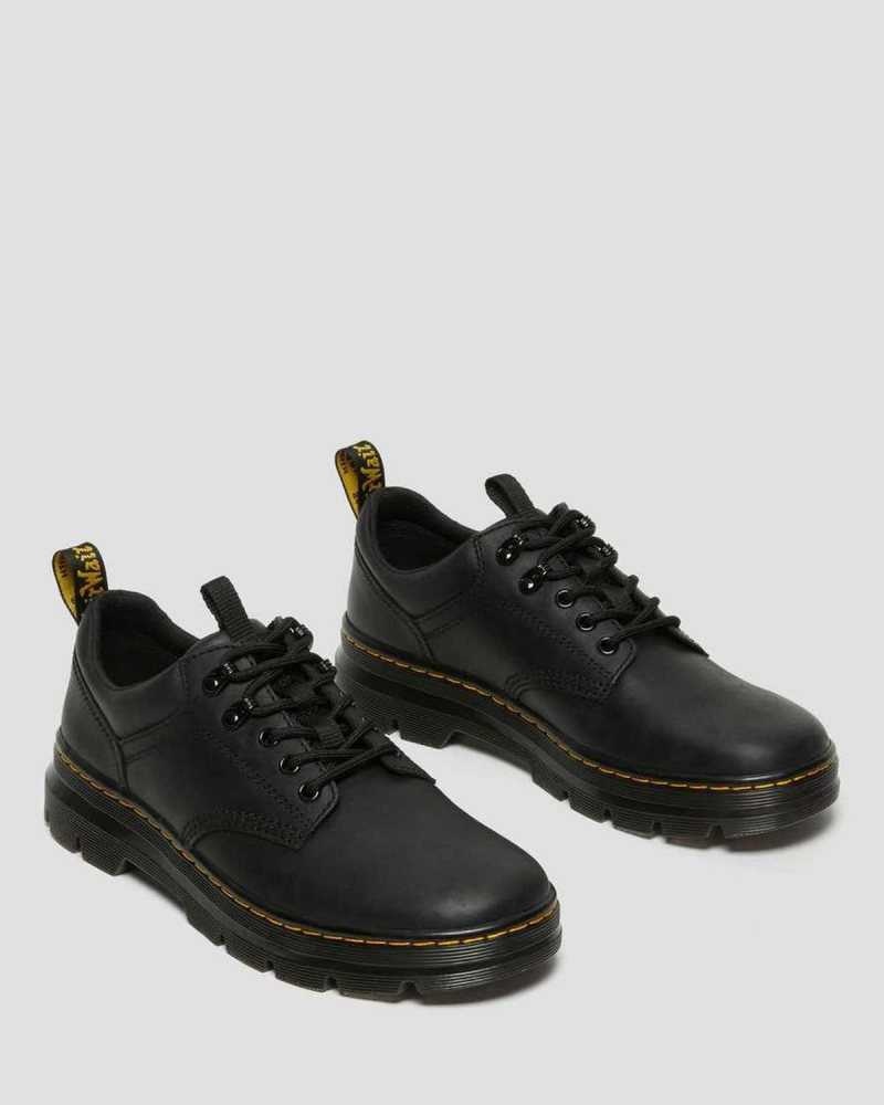 Dr Martens Reeder Wyoming Leather Utility Shoes Black | 12MQWFUGZ