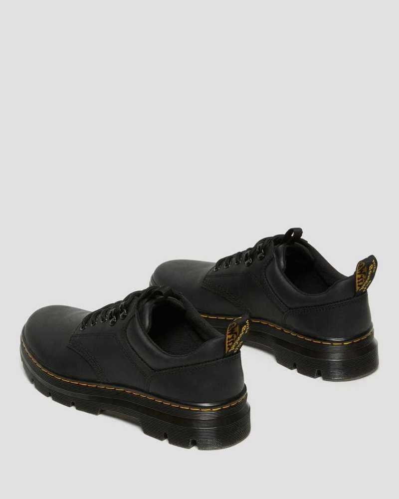 Dr Martens Reeder Wyoming Leather Utility Shoes Black | 12MQWFUGZ