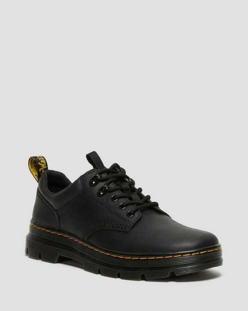 Dr Martens Reeder Wyoming Leather Utility Shoes Black | 12MQWFUGZ