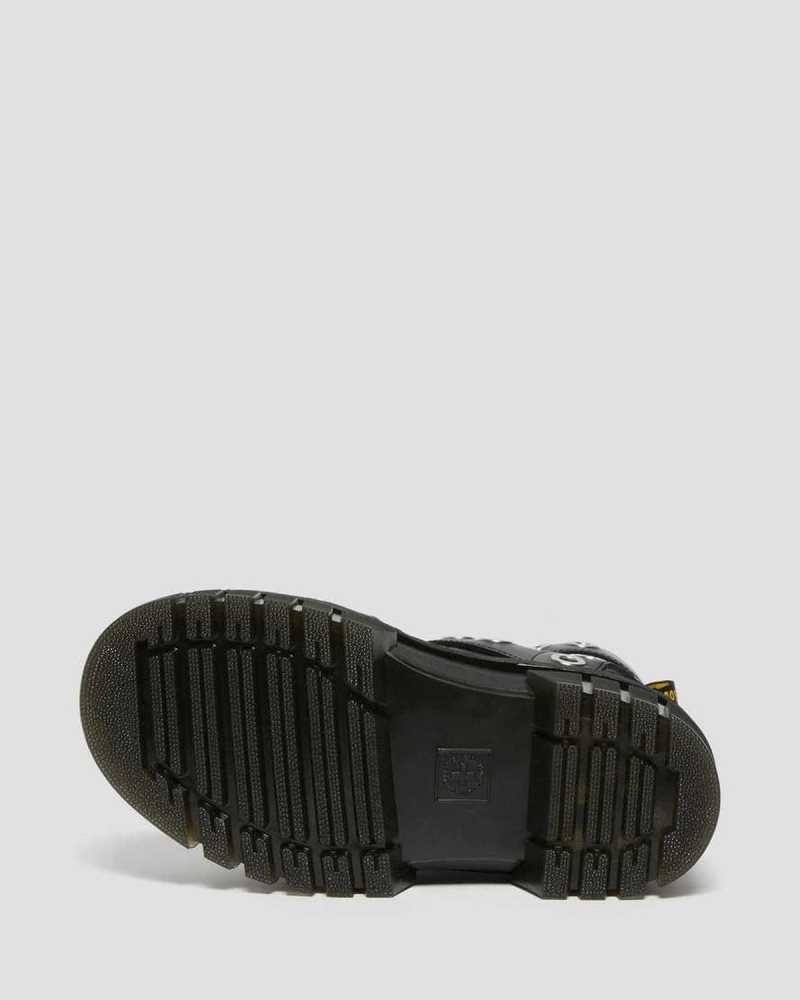 Dr Martens Ricki Hardware Nappa Lux Leather Platform Sandals Black | 48PURQWBA