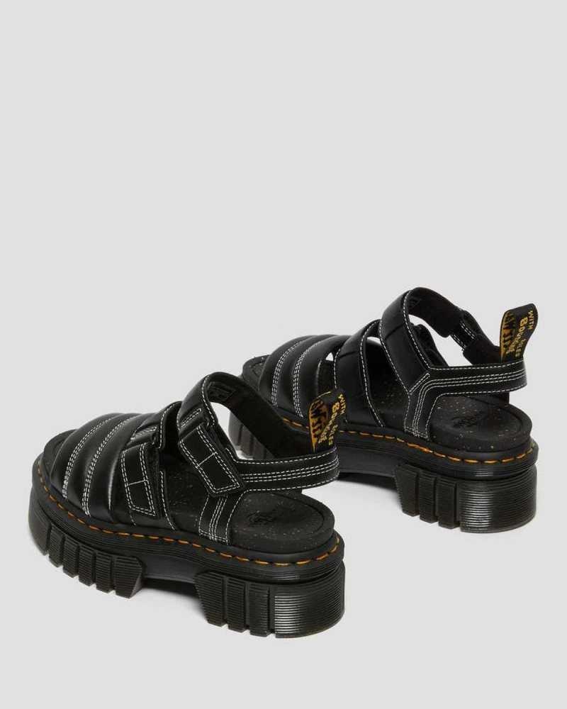 Dr Martens Ricki Nappa Lux Leather 3-Strap Sandals Black | 83UEPBQMJ