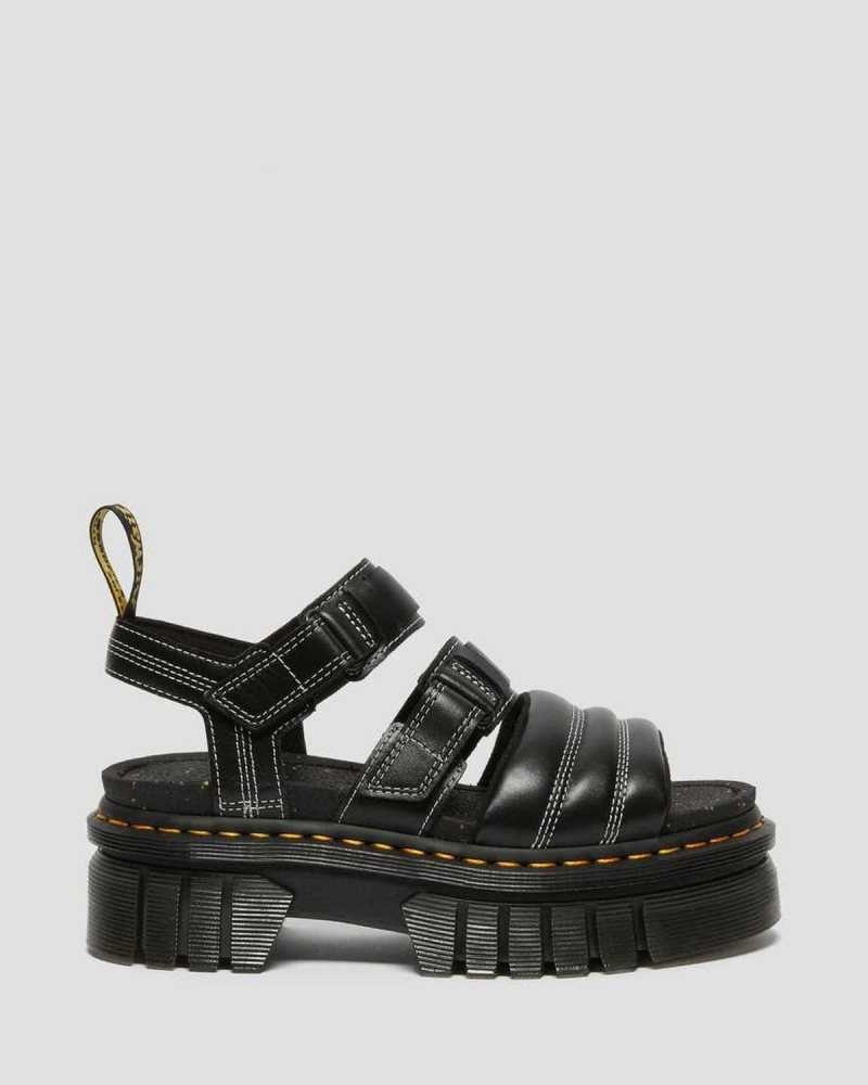 Dr Martens Ricki Nappa Lux Leather 3-Strap Sandals Black | 83UEPBQMJ