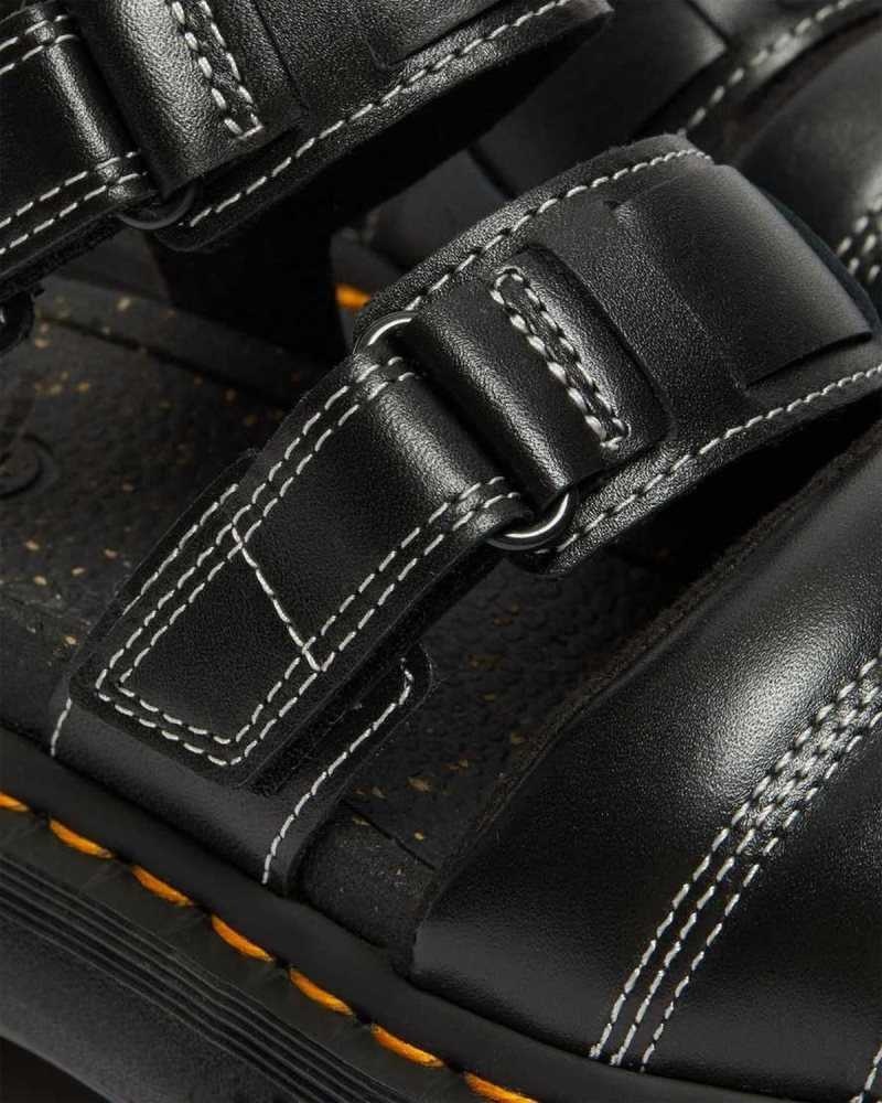 Dr Martens Ricki Nappa Lux Leather 3-Strap Sandals Black | 32GZTAJNR