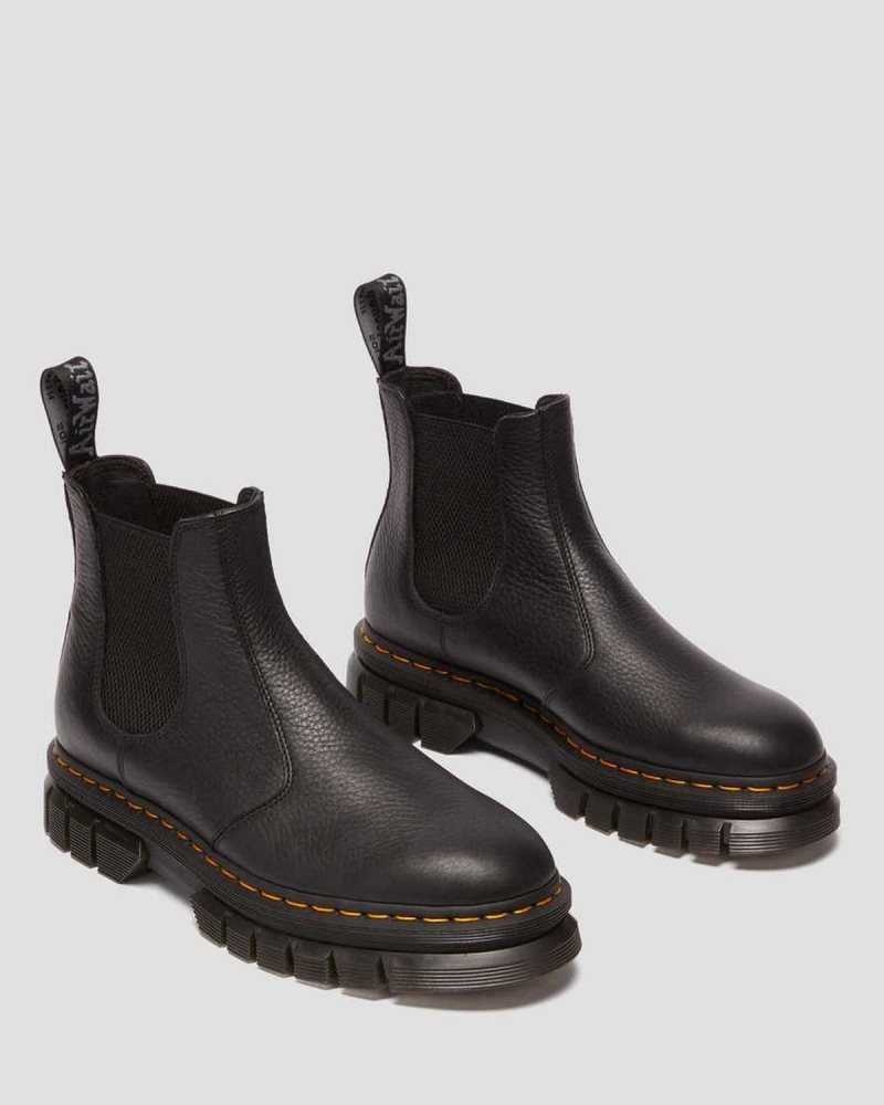 Dr Martens Rikard Lunar Leather Chelsea Boots Black | 20QATHZPR