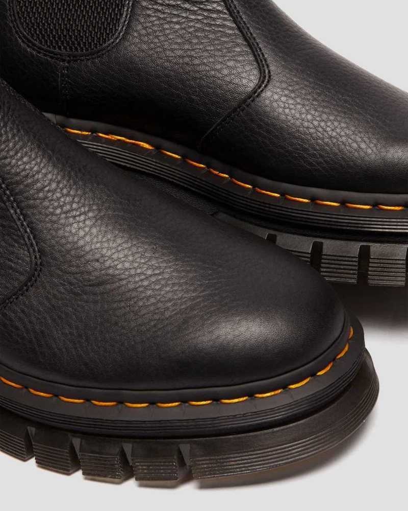 Dr Martens Rikard Lunar Leather Chelsea Boots Black | 20QATHZPR