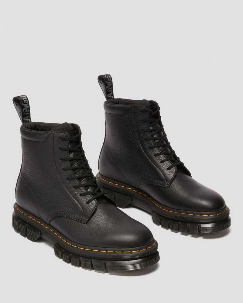 Dr Martens Rikard Lunar Leather Platform Boots Black | 16ZCVJTNP