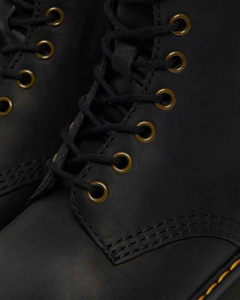 Dr Martens Shriver Hi Wyoming Leather Heeled Boots Black | 57OFXBWHS