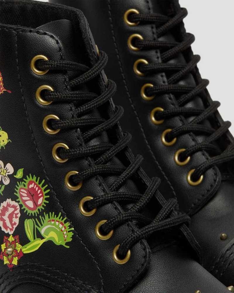 Dr Martens Sinclair Floral Bloom Leather Platform Boots Black / Multicolor | 60FYEPJCN