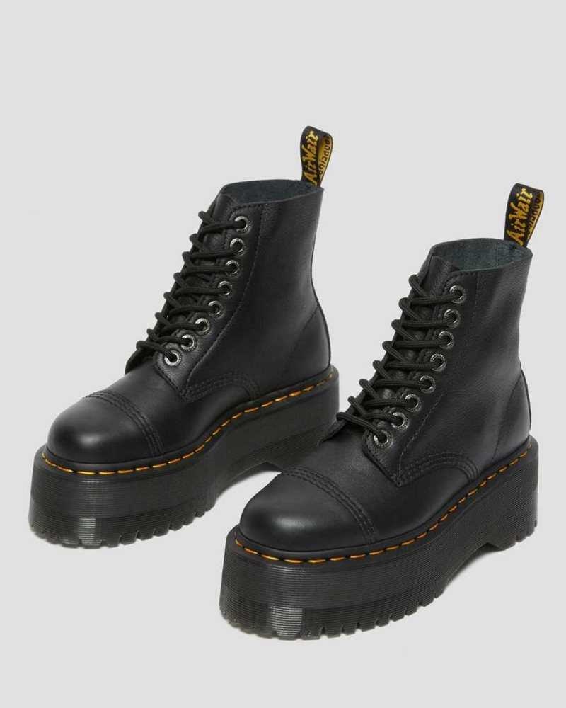 Dr Martens Sinclair Max Pisa Leather Platform Boots Black | 14DBVOEIR