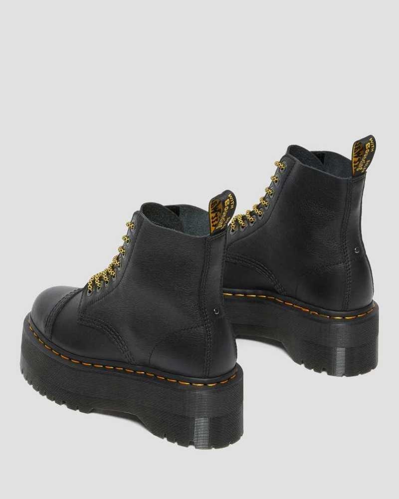 Dr Martens Sinclair Max Pisa Leather Platform Boots Black | 14DBVOEIR