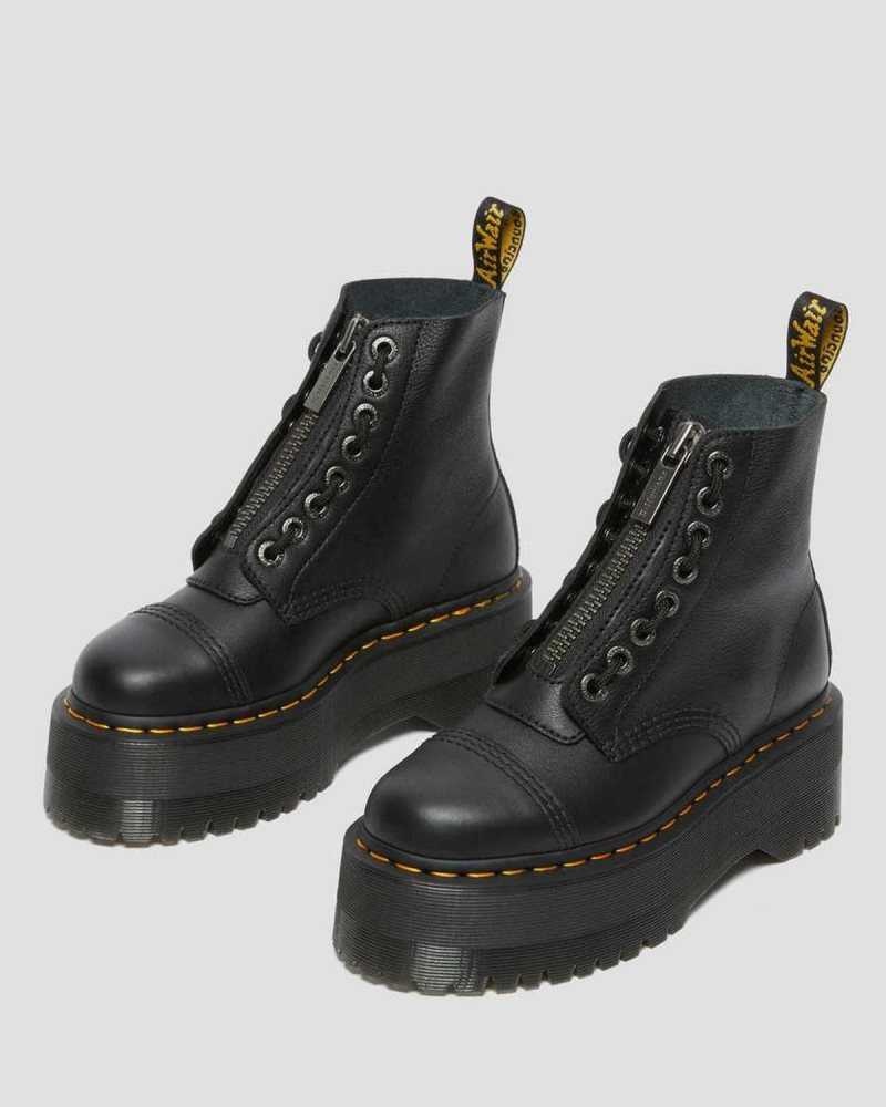 Dr Martens Sinclair Max Pisa Leather Platform Boots Black | 14DBVOEIR