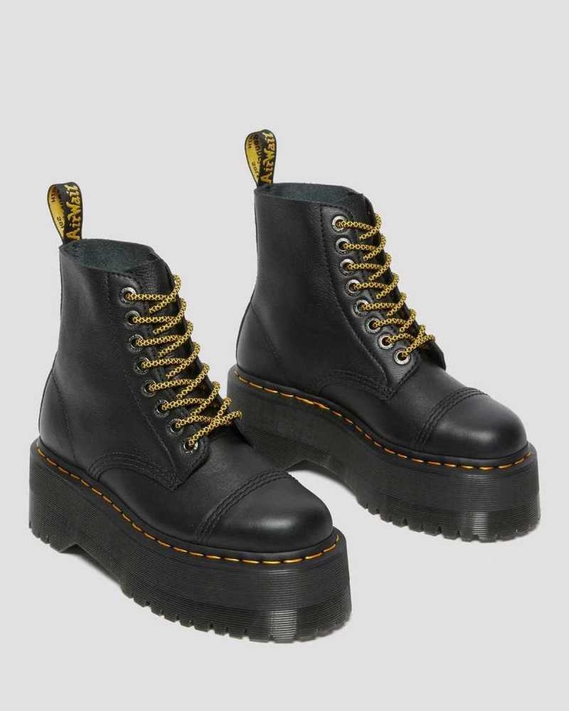 Dr Martens Sinclair Max Pisa Leather Platform Boots Black | 14DBVOEIR