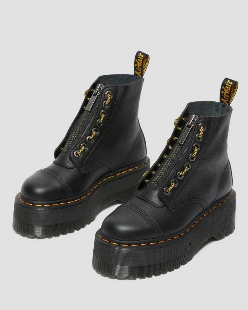 Dr Martens Sinclair Max Pisa Leather Platform Boots Black | 14DBVOEIR