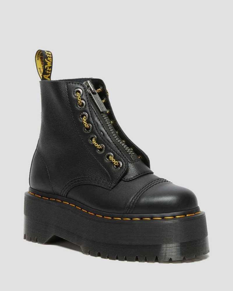 Dr Martens Sinclair Max Pisa Leather Platform Boots Black | 14DBVOEIR