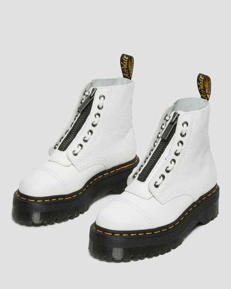 Dr Martens Sinclair Milled Nappa Leather Platform Boots White | 14VYBMTJP