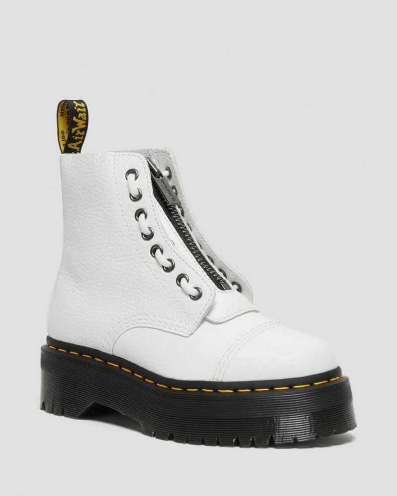 Dr Martens Sinclair Milled Nappa Leather Platform Boots White | 14VYBMTJP