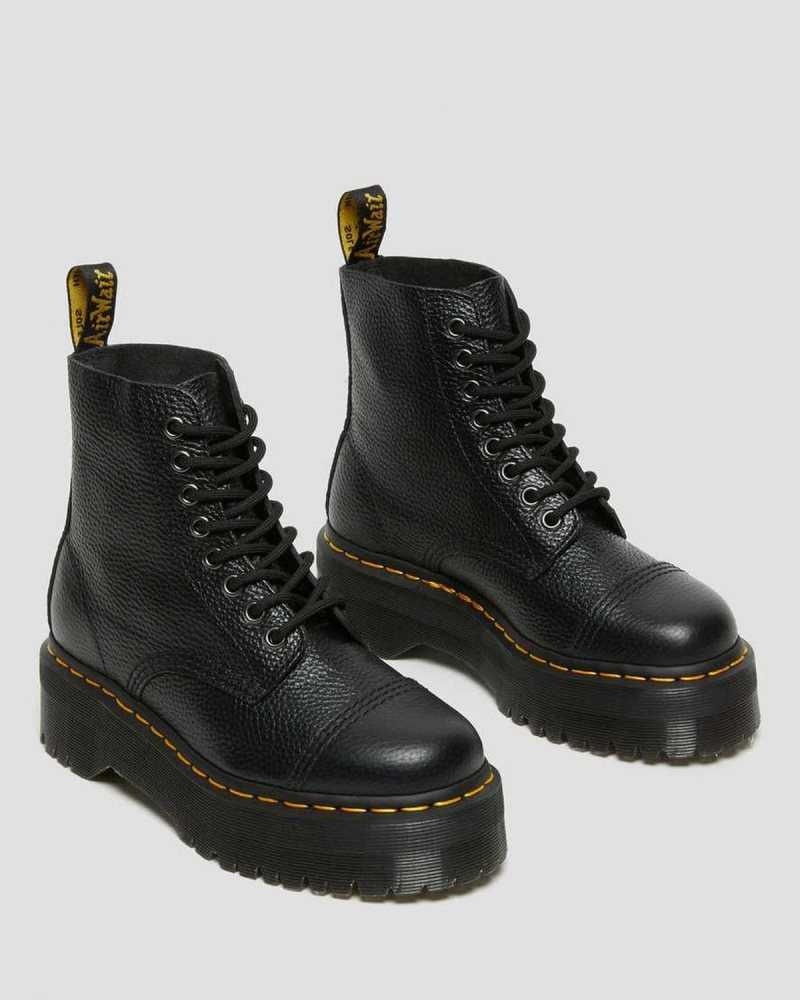 Dr Martens Sinclair Milled Nappa Leather Platform Boots Black | 65FGPMBAU