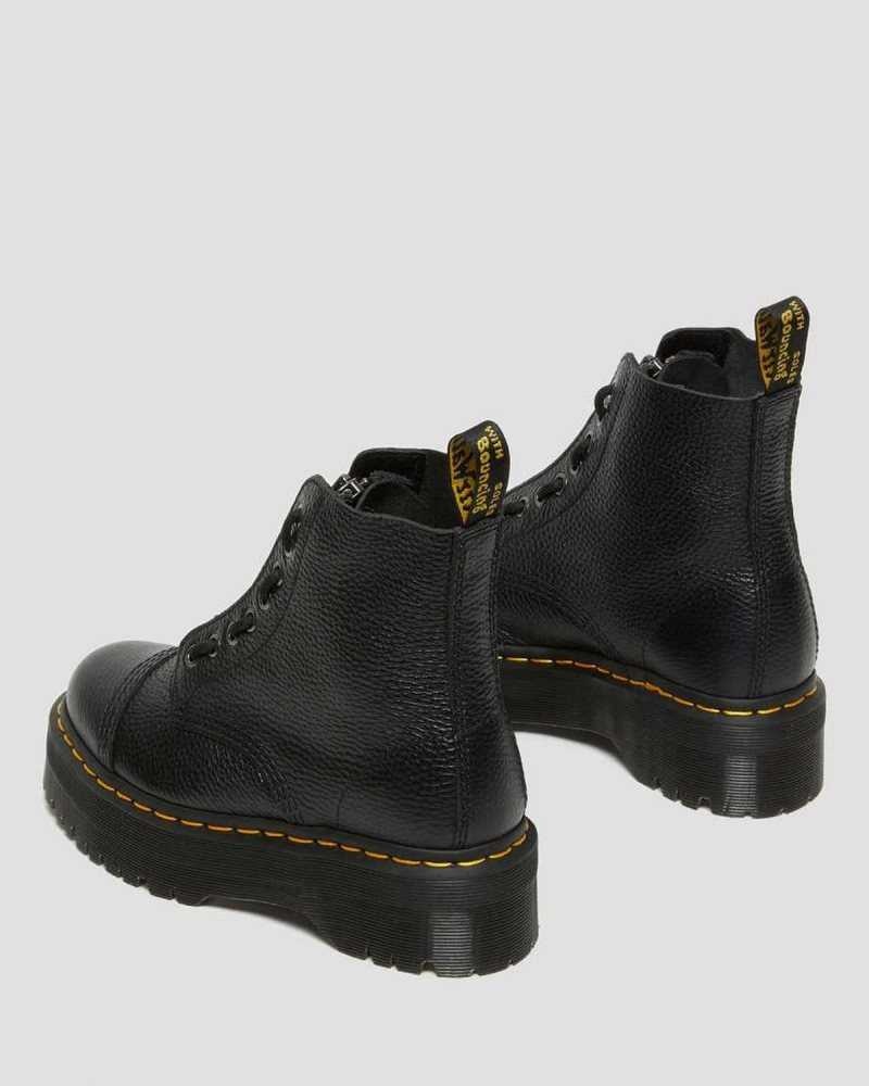 Dr Martens Sinclair Milled Nappa Leather Platform Boots Black | 65FGPMBAU