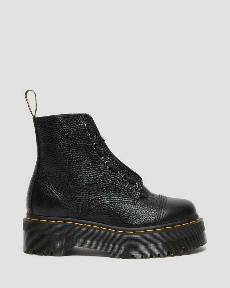 Dr Martens Sinclair Milled Nappa Leather Platform Boots Black | 65FGPMBAU