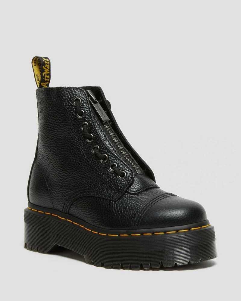 Dr Martens Sinclair Milled Nappa Leather Platform Boots Black | 65FGPMBAU