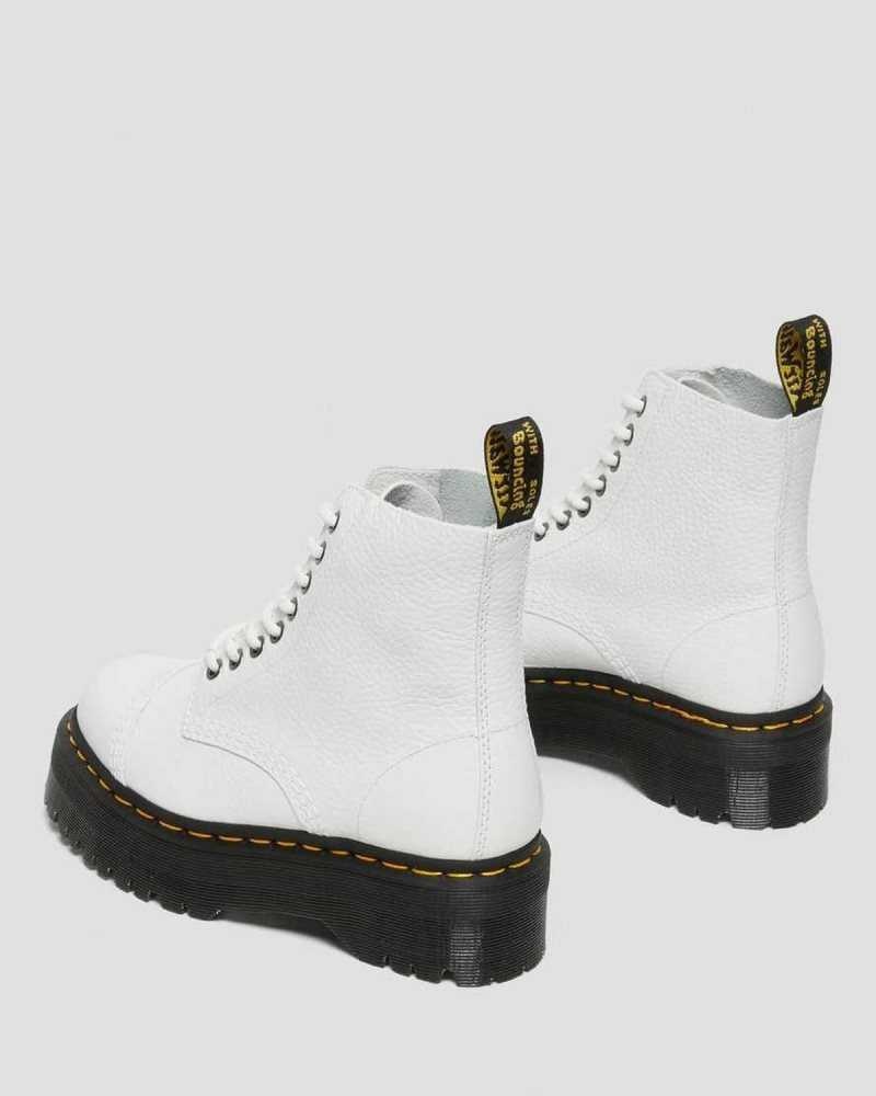 Dr Martens Sinclair Milled Nappa Leather Platform Boots White | 61APCBZUF