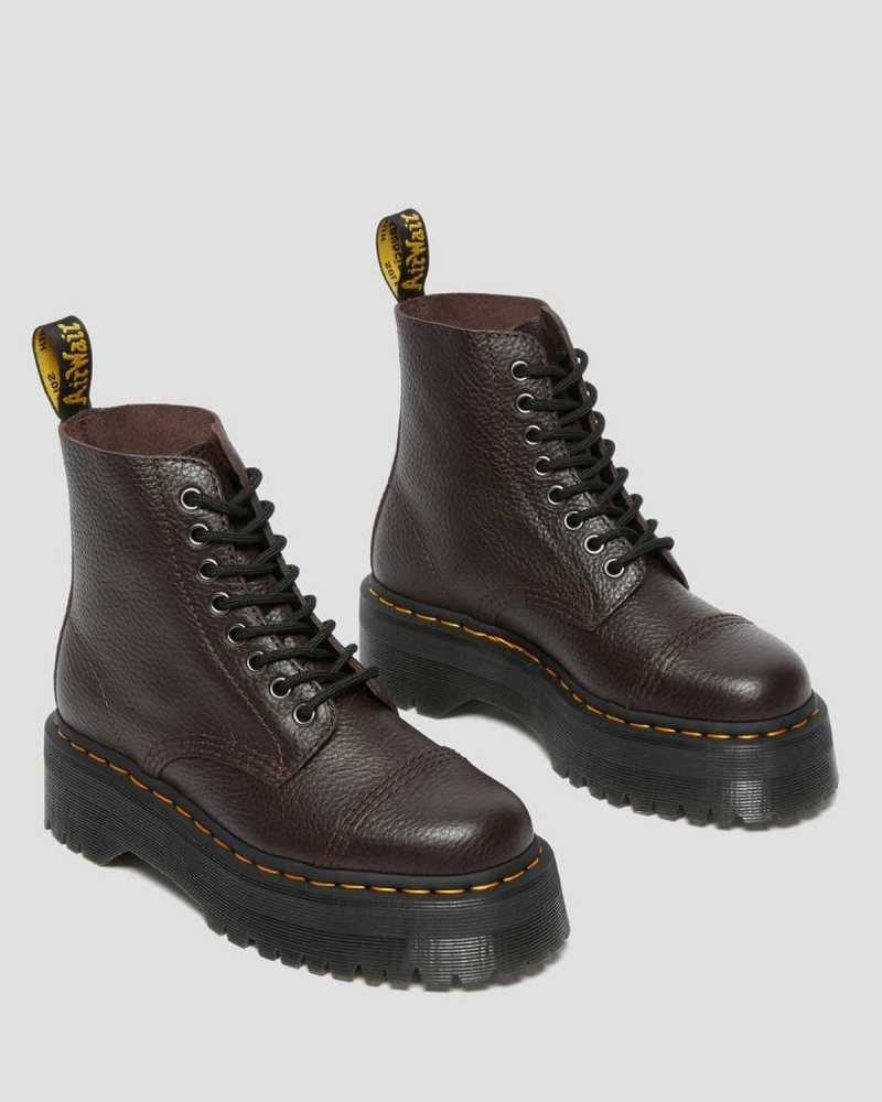 Dr Martens Sinclair Milled Nappa Leather Platform Boots Burgundy | 45UAYDRMS