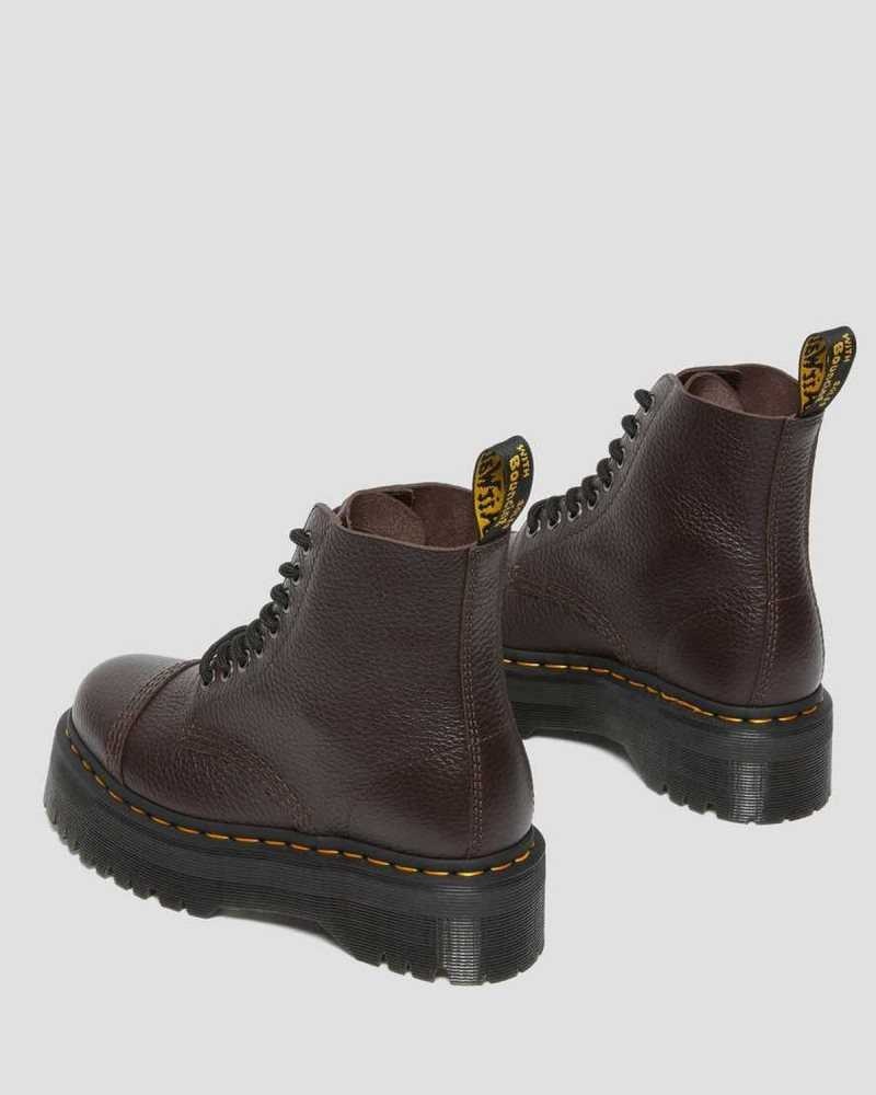 Dr Martens Sinclair Milled Nappa Leather Platform Boots Burgundy | 45UAYDRMS