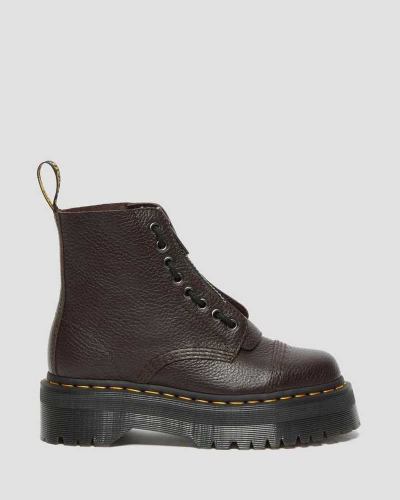 Dr Martens Sinclair Milled Nappa Leather Platform Boots Burgundy | 45UAYDRMS