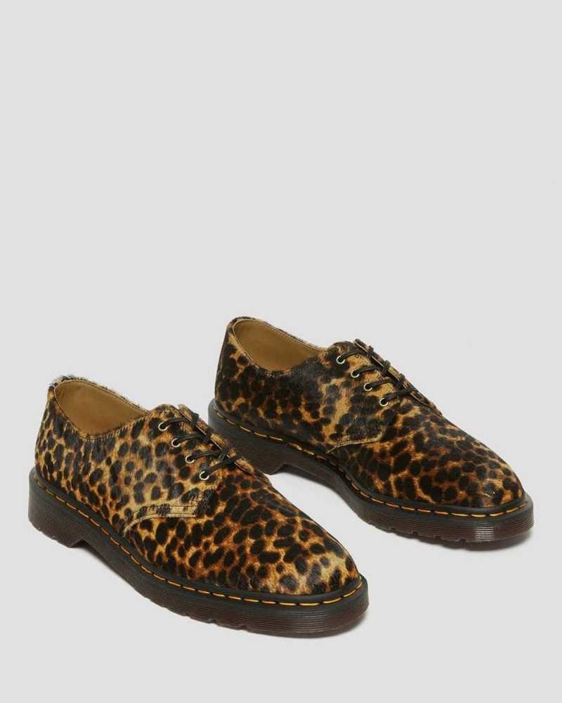 Dr Martens Smiths Hair On Leopard Print Dress Shoes Multicolor Leopard | 26BNHIPOT