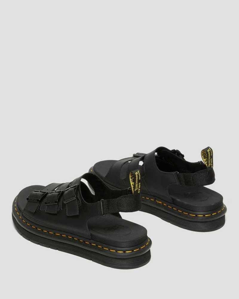 Dr Martens Soloman Leather Strap Sandals Black | 60UDPHGAB