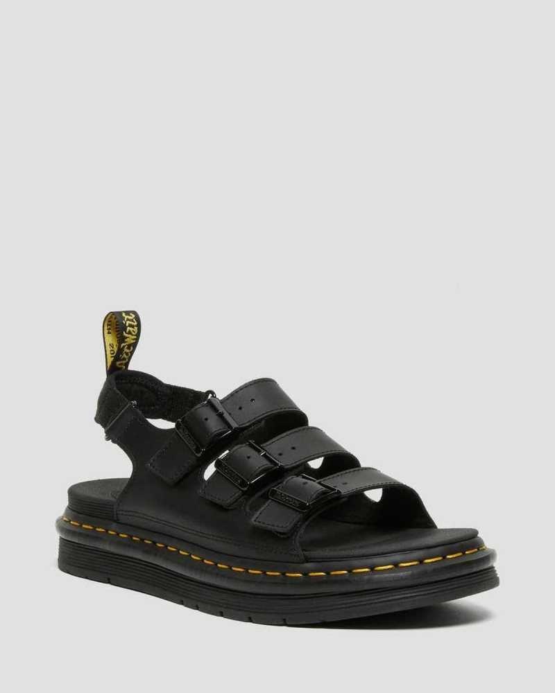 Dr Martens Soloman Leather Strap Sandals Black | 60UDPHGAB