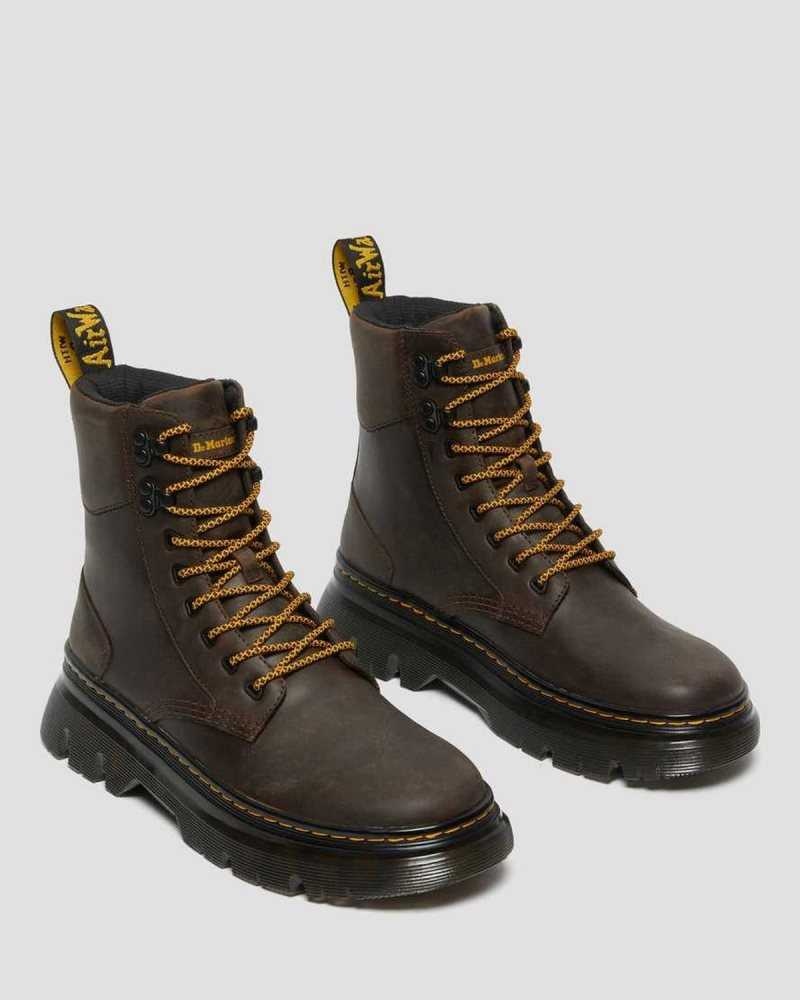 Dr Martens Tarik Crazy Horse Leather Utility Boots Dark Brown | 14ODHZQEB