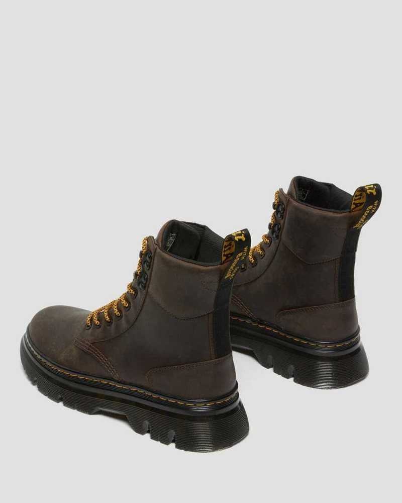 Dr Martens Tarik Crazy Horse Leather Utility Boots Dark Brown | 14ODHZQEB