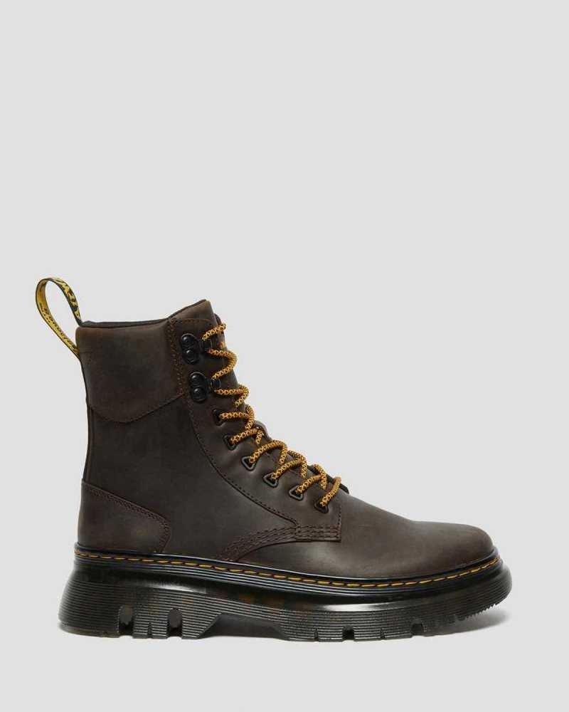 Dr Martens Tarik Crazy Horse Leather Utility Boots Dark Brown | 14ODHZQEB