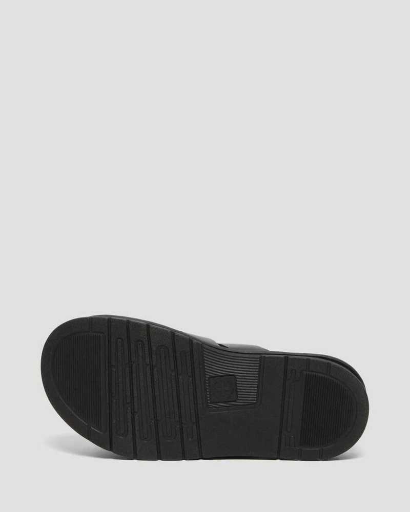 Dr Martens Tate Leather Slide Sandals Black | 28HZMPVSQ