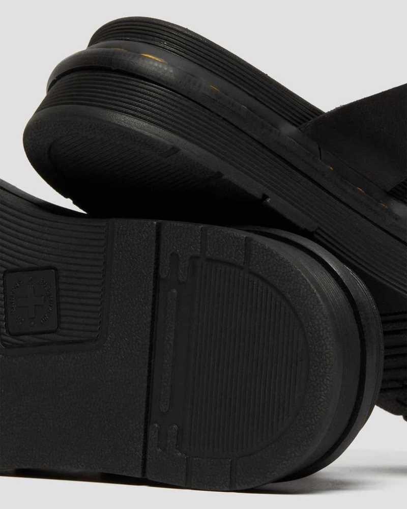 Dr Martens Tate Leather Slide Sandals Black | 08HPQOULR