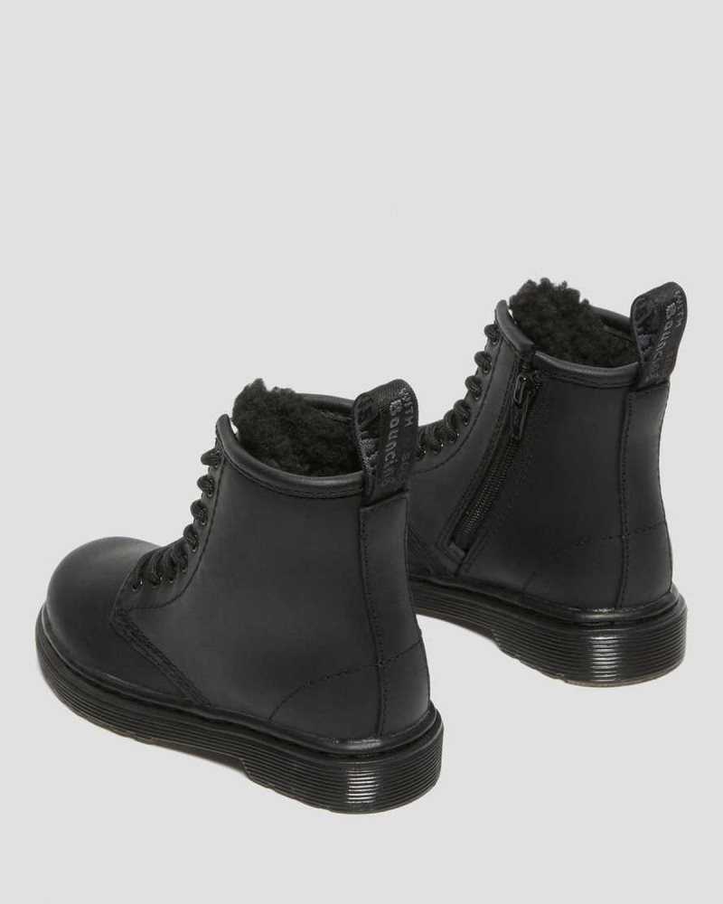 Dr Martens Toddler 1460 Faux Fur Lined Boots Black | 26OCJNFSM