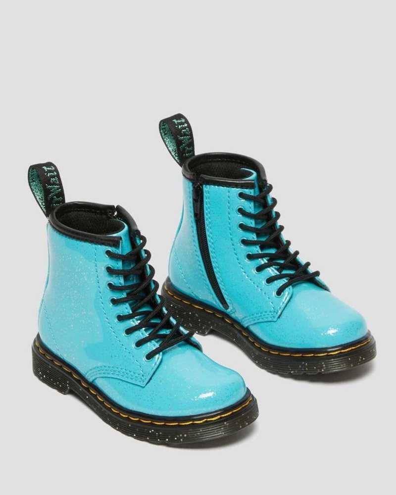 Dr Martens Toddler 1460 Glitter Lace Up Boots Turquoise | 46IHWJVZA