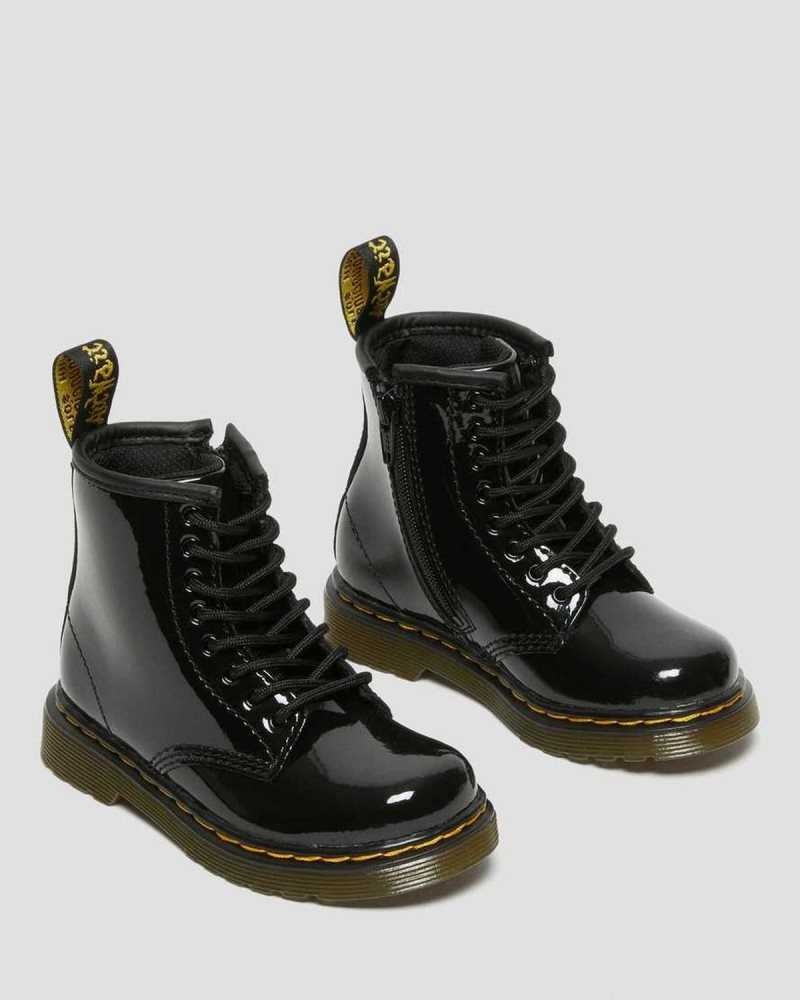 Dr Martens Toddler 1460 Patent Leather Lace Up Boots Black | 09DWCERAP