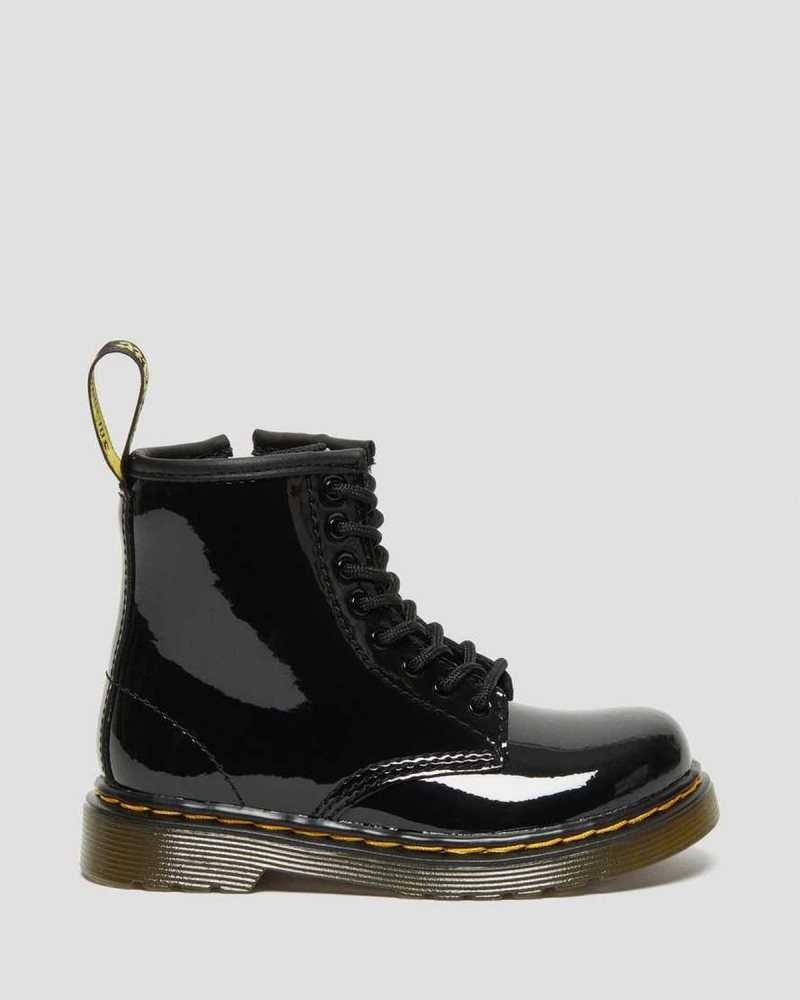 Dr Martens Toddler 1460 Patent Leather Lace Up Boots Black | 09DWCERAP