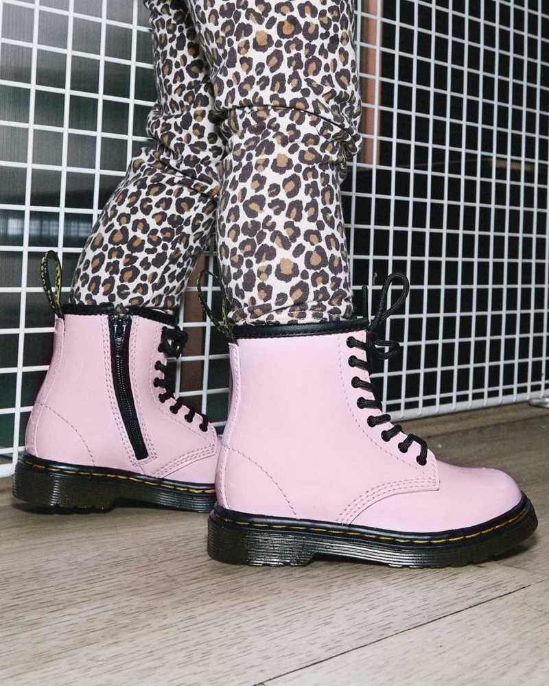 Dr Martens Toddler 1460 Patent Leather Lace Up Boots Pink | 04NKDYLQT