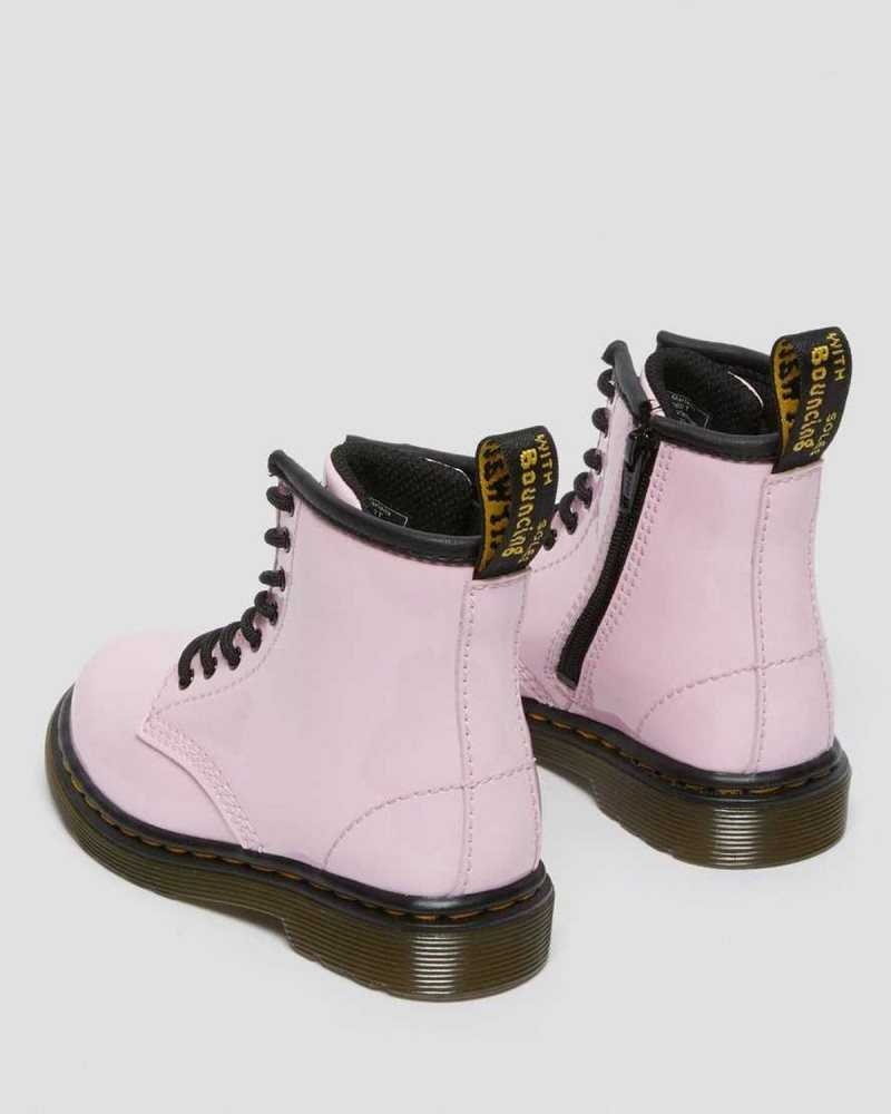 Dr Martens Toddler 1460 Patent Leather Lace Up Boots Pink | 04NKDYLQT