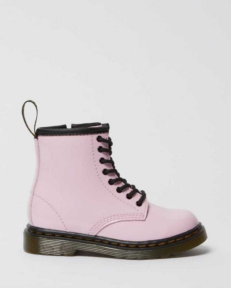 Dr Martens Toddler 1460 Patent Leather Lace Up Boots Pink | 04NKDYLQT