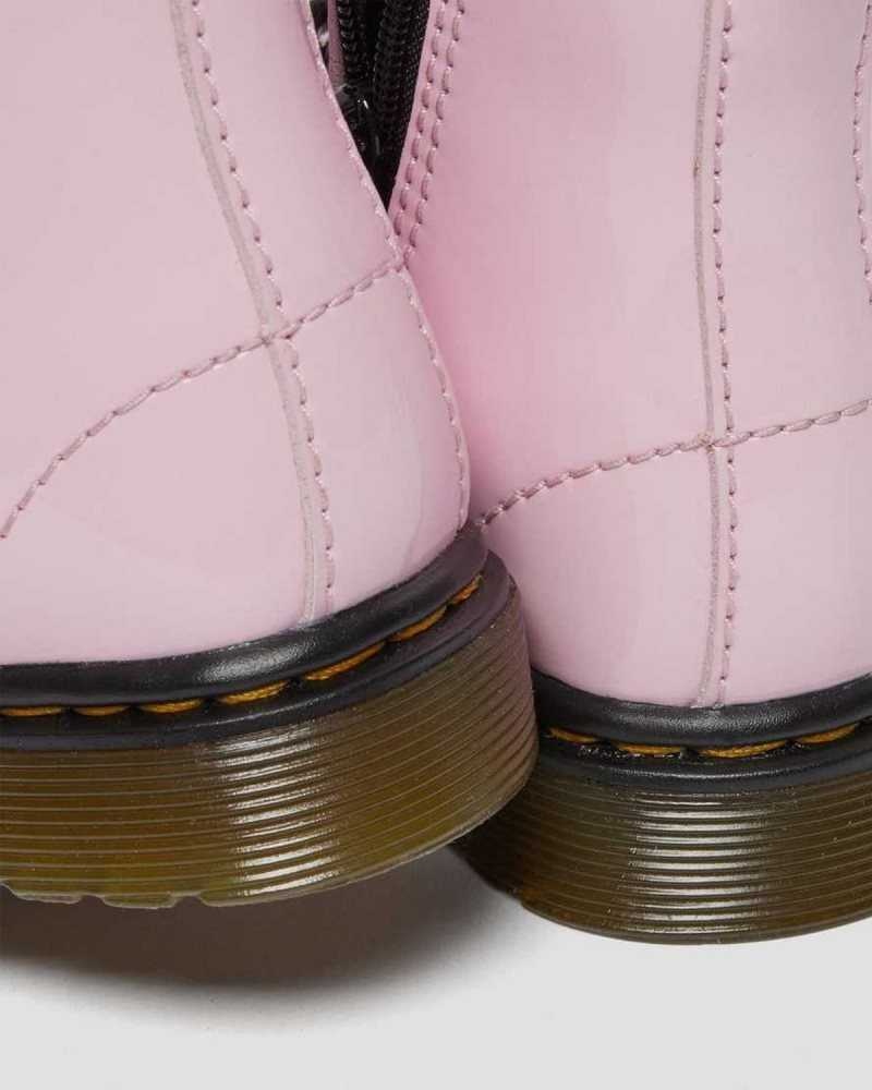 Dr Martens Toddler 1460 Patent Leather Lace Up Boots Pink | 04NKDYLQT