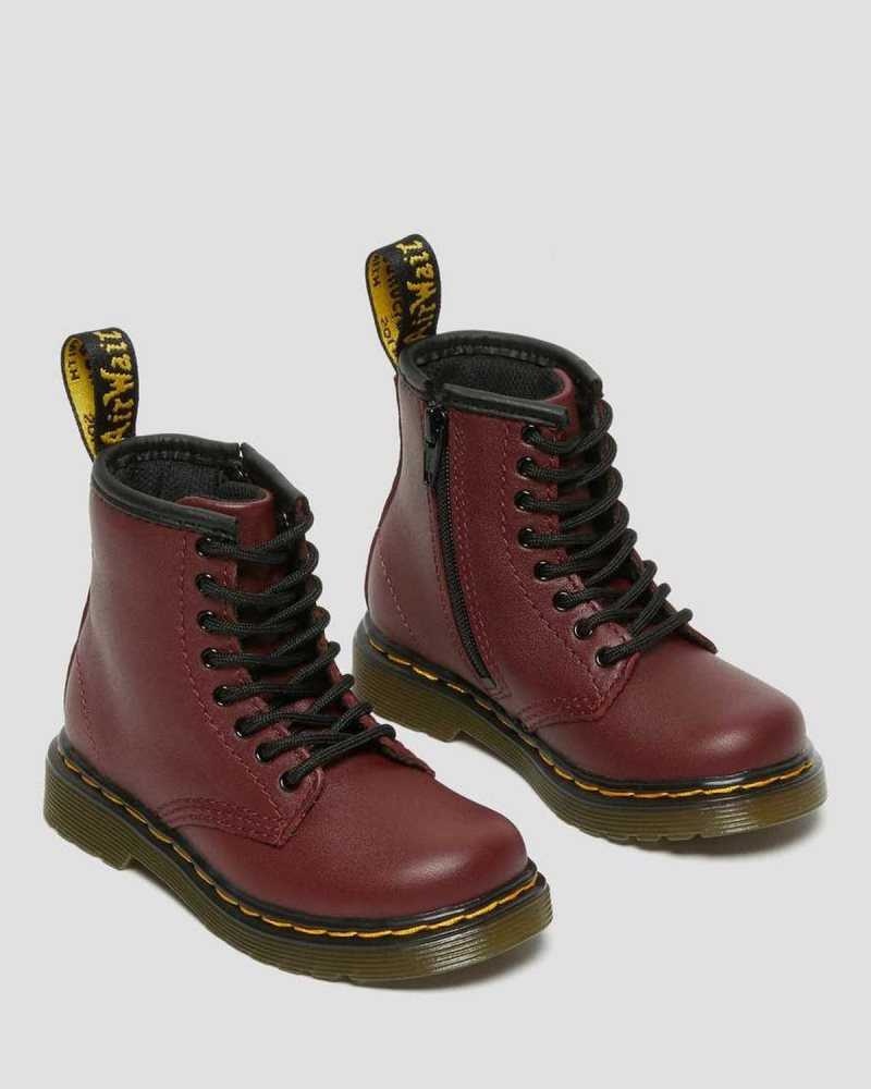 Dr Martens Toddler 1460 Softy T Leather Lace Up Boots Pink Red | 87LJVMCBS