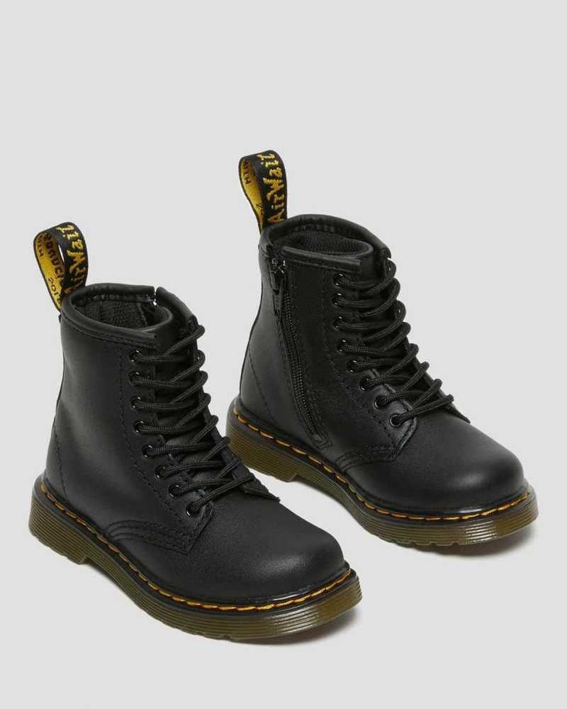 Dr Martens Toddler 1460 Softy T Leather Lace Up Boots Black | 50OEZHAXN