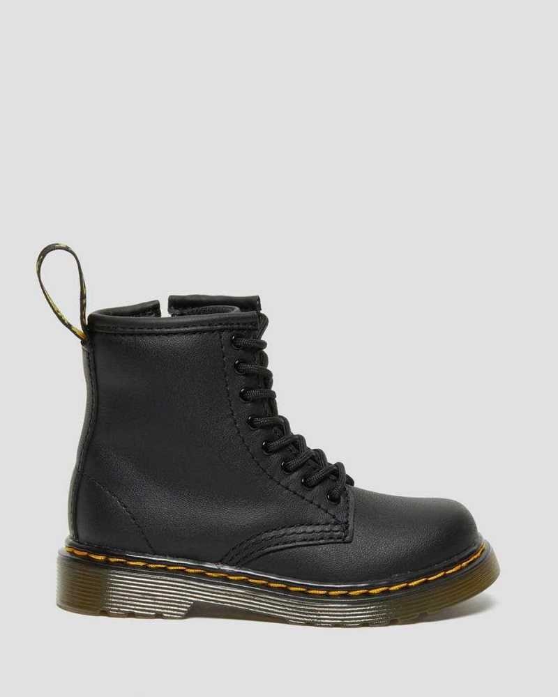 Dr Martens Toddler 1460 Softy T Leather Lace Up Boots Black | 50OEZHAXN